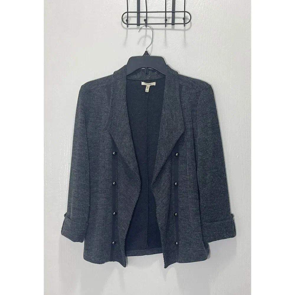 Maurice's Women's Charcoal Ribbed Knit Open Cardigan